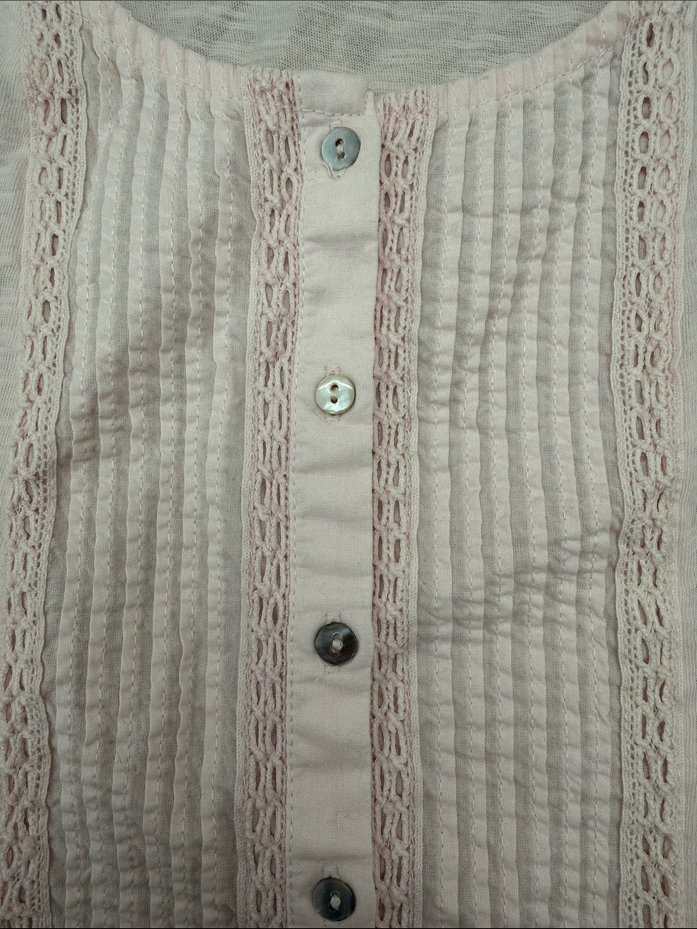 Lucky Brand Pale Pink Button-Front Eyelet Hem Tank - Picture 5 of 6
